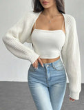 Women's Ribbed Knit Cardigan Sweater Coat Shoulder Wrap