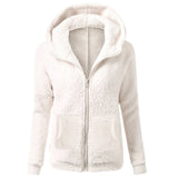 Autumn And Winter Women's Fashion Solid Colour Sweatshirt Loose Softy Hooded Plush Zip Up Jacket