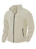 Men's Lightweight Windproof Zip Up Long Sleeve Casual Warm Winter Polyester-Fiber Jacket