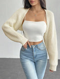 Women's Ribbed Knit Cardigan Sweater Coat Shoulder Wrap