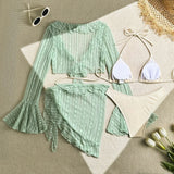 Sexy Lace Mesh Four-Piece Customizable Bikini Swimsuit Set