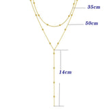 LATS Gold Color Double Layered Long Tassel Chain Necklaces