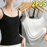 Cotton Feel Solid Sling Camisole Women's Crop Top Sleeveless