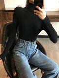 Women’s Ribbed Turtleneck Sweater Long Sleeve Warm Knit