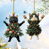 Cute Cat Xmas Tree Ornaments Hanging Decor for Car & Backpack Gifts