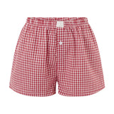 Women’s Y2K Retro Cleanfit Plaid Print Elastic Loungewear Loose Shorts