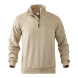 Men’s Stand Collar Half-Zip Sweatshirt – Warm Long Sleeve Pullover