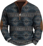 Men’s 3D Printed – Stand Collar Long Sleeve Pullover Sweater