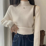 Women's Turtleneck Winter Sweater, Retro Velvet Lining, Thickened Pullovers, Basics, Inner Wear/Top.