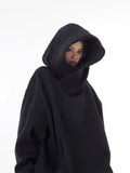 Winter Solid Color Ninja Turtleneck Hoodies For Women Y2K Vintage Fleece Sweatshirts Hip Hop Japanese Streetwear Oversized Hoodie