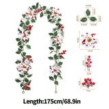 Christmas Greenery Garland with Lily & Red Berries for Mantel Decor