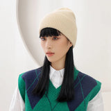Women's Rabbit Fur Winter Hat Warm Beanie Solid Color Cap