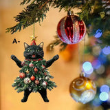 Cute Cat Xmas Tree Ornaments Hanging Decor for Car & Backpack Gifts
