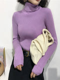 Women’s Ribbed Turtleneck Sweater Long Sleeve Warm Knit