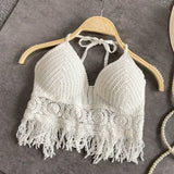Sexy Boho Beach Holiday Camisole Halter Women Crochet Knit