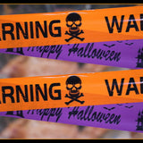 Orange Halloween Caution Tape  Black Skull Haunted House Warning Decor