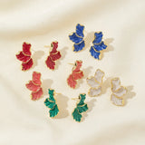 Metal Flower Cream Stud Earrings for Women Fashion Gold Color