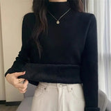 Women's Turtleneck Winter Sweater, Retro Velvet Lining, Thickened Pullovers, Basics, Inner Wear/Top.