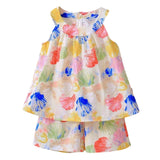 Toddler Girls Floral Sleeveless Tank Kids Summer Outfit