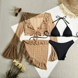 Sexy Lace Mesh Four-Piece Customizable Bikini Swimsuit Set