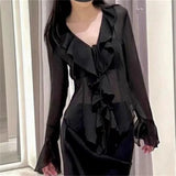 Spring Blouses for Women Ruffled Flared Shirts Tops