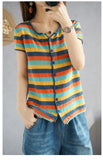 Fashionable Knitted Loose Thin Short-Sleeve Women's Top