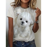 Cat Print T-Shirt Fashion Female Tees Tops Summer Clothing