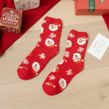 Christmas coral fleece warm and thick winter socks snowman floor socks