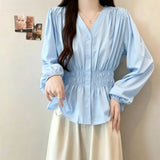 Women's Plus Size V-Neck Office Blouse French Chic Top