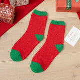 Christmas coral fleece warm and thick winter socks snowman floor socks