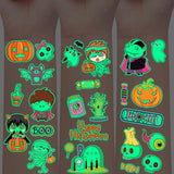 Halloween Temporary Tattoos, Glow in the Dark, 125 Designs
