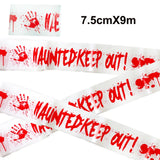Orange Halloween Caution Tape  Black Skull Haunted House Warning Decor