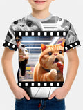 Cat Print Cartoon Casual Children's Clothing for Girls' Summer