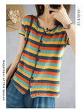 Fashionable Knitted Loose Thin Short-Sleeve Women's Top