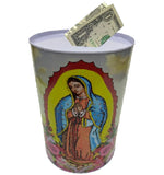 Maria Printed Coin Bank, Religious Guadalupe 7.8" Tin Money Piggy Bank (1 Pack)