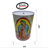 Maria Printed Coin Bank, Religious Guadalupe 7.8" Tin Money Piggy Bank (1 Pack)
