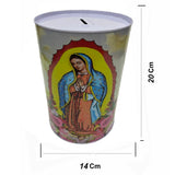 Maria Printed Coin Bank, Religious Guadalupe 7.8" Tin Money Piggy Bank (1 Pack)