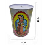 Maria Printed Coin Bank, Religious Guadalupe 7.8" Tin Money Piggy Bank (1 Pack)
