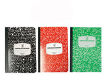 3 Composition/Notebook Book Wide Ruled Paper,100 Sheets, 9-3/4"x7-1/2"