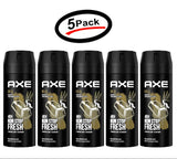 (5 Pack) Axe Gold Oud Wood & Fresh Vanilla 48H Deodorant Body Spray 150ml/5.07oz - New