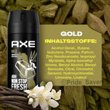 Axe Gold OUD Wood & Fresh Vanilla 48H Body Spray(3 PK)