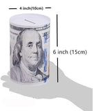 Tin Money Saving Piggy Bank 6" Ben Franklin $100 Bill Money Coin Saver (2 Pack)