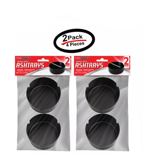 4 PCS (2 Pack) Ashtray Black 3.5" x 1.2" Plastic Round Trash Can Cigarette Tray