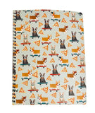 Molly & Rex Spiral Notebook, Dog & Pizza Pattern  (1 Pack), College Ruled w/ Folder