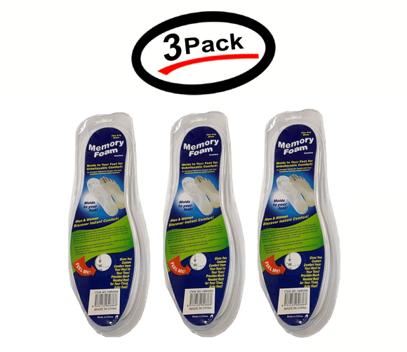 Ortho Memory Foam Insoles Unisex Fits Any Shoe Cushion Feet Pad (3 Pack)