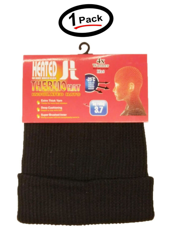 (1 Pack) 4x Warmer Winter Knitted Hat Insulated Thermo Solid Beanie Acrylic Cap