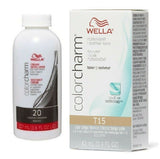 2 Wella Color Charm Permament Liquid Hair Color Toner 42mL Pale Beige Blonde T15