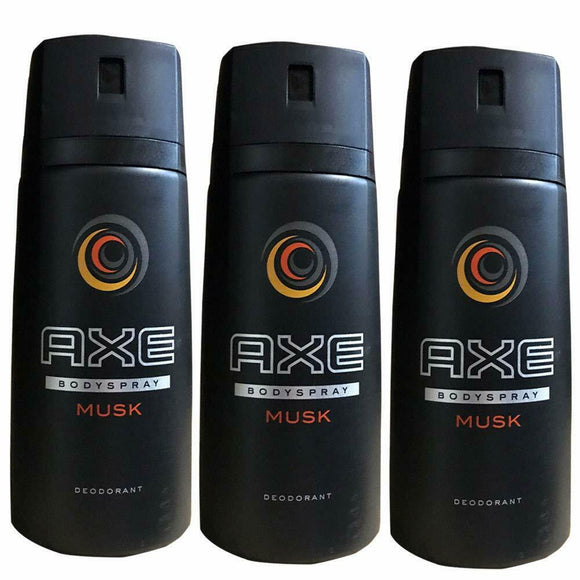 3 Axe Deodorant Body Spray Musk Mens Fragrance 150ml/5.07oz