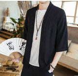 Summer men's Chinese style cotton and linen solid trend shirt