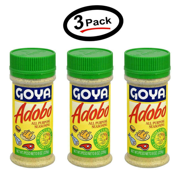 3 Goya Adobo All Purpose Seasoning For Meat With Cumin/Con Comino 8 oz